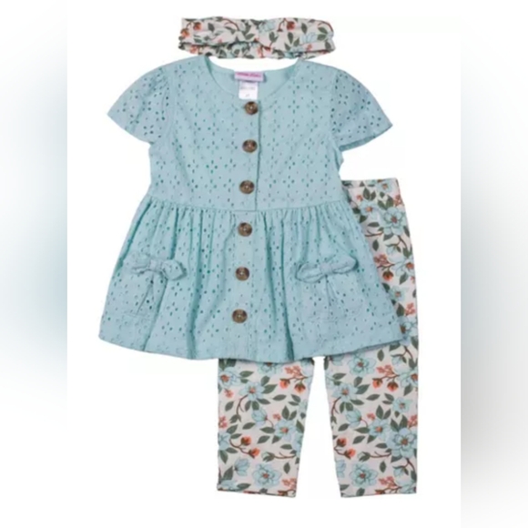 Floral Capri Set with Head Accessory Size 4T - Picture 3 of 6